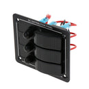 Black Aluminum 12V 3 Gang Red LED Rocker Electric Switch Panel Circuit Breaker