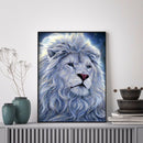 White Fur Male Lion Full Round Rhinestone Diamond Painting DIY Set 30x40cm