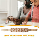 Wooden Snowflake Elk Embossed Rolling Pins Embossing Baking Cookies Biscuit