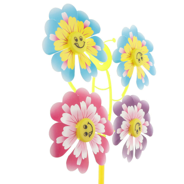 10 Pieces Of Four Flowers Pinwheels Wind  For Outdoor Garden Party