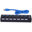 7-Port USB 3.0 Multi Charger Hub +High Speed Adapter ON/OFF Switch Laptop/PC