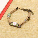 Handmade Ceramic Flower Bracelets Women Retro Beads Weave Charm Bangles Jewe BX