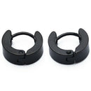 Pair Mens Hoop Huggie Earrings Titanium Steel 4mm x 7mm Black L8G3