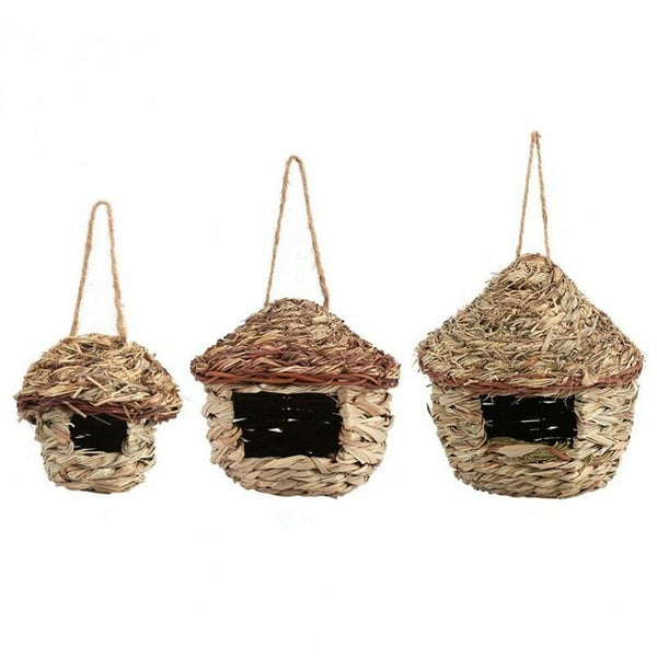 Straw Bird Nest Birdhouse for Parrot Hamster Small Animal's Cage Birds Bree N3Y8
