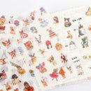6 Sheets PVC Flowers Stickers Cartoon Cat DIY Stickers Decor Stationery Sti U0H3