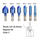 6Pcs 6-19mm 1/4" Hex Shank HSS Countersink Drill Bit 5 blades Chamfering Tools