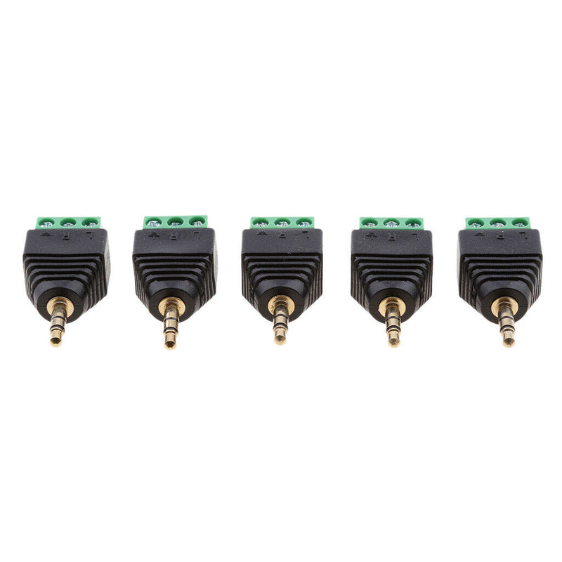 5x Audio 3 Pole 3.5mm Male to 3 Pin Female Video Balun Adapter for Earphone