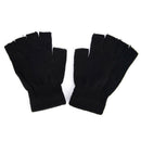 Men Black Knitted Stretch Elastic Warm Half Finger Fingerless Gloves Winter Z