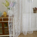 Flocking Butterfly Transparent Curtain Window Tulle Splitter White 100 x 20 T4M7