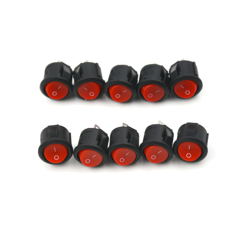 10x 16mm Round Boat Rocker SwitchesMini 2 PinON-OFF Rocker Switches 3A/250V B Gn