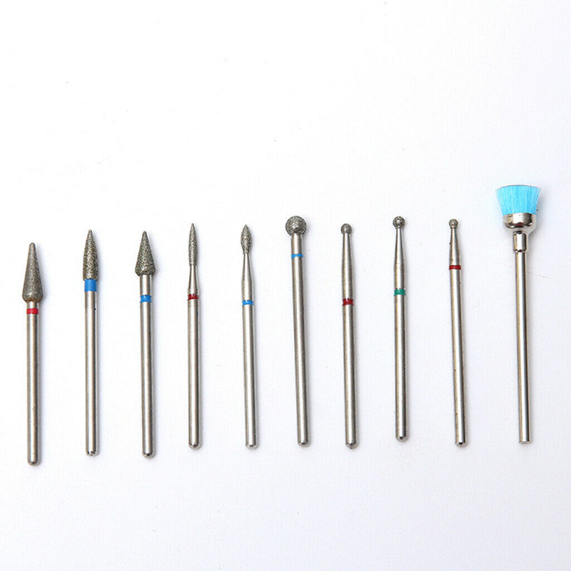 10PCS Nail Drill Bits, Cuticle Cleaner Dust Drill Brush Rotary Polishing Buffing