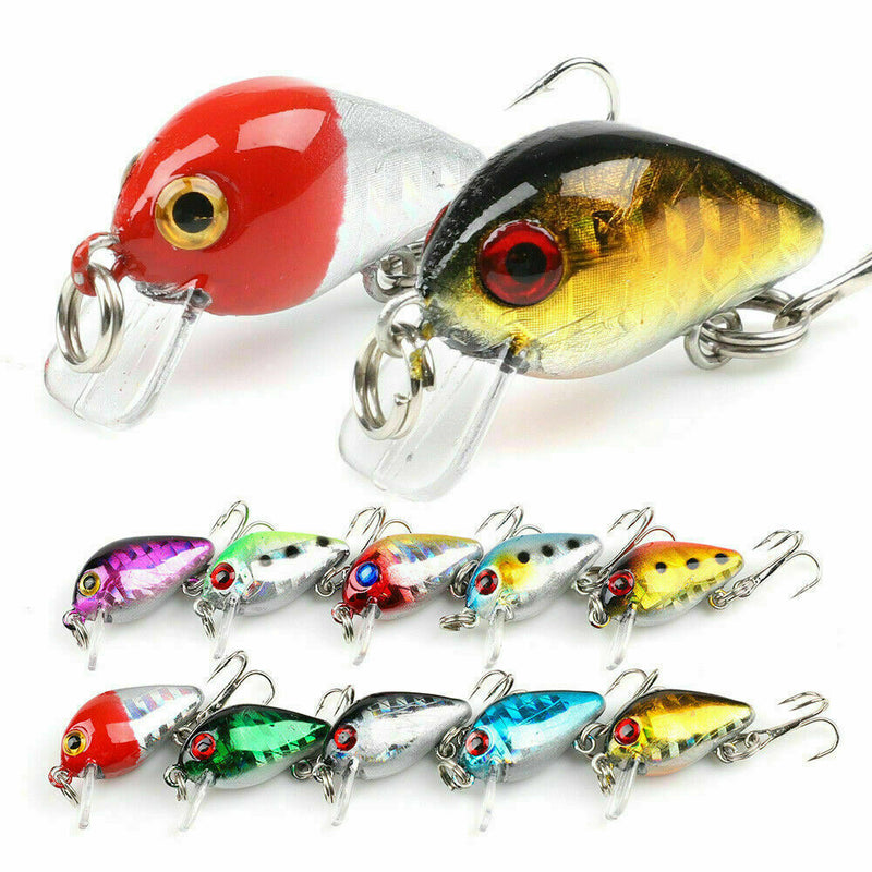 10Pcs Mixed Fishing Lures Kinds Of Minnow Fish Bass Tackle Hooks Baits Crankbait