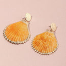 Beach Holiday Metal Ear Dangle Women Shell Shaped Stud Earrings Colorful Jewelr