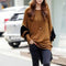 Women Fashion Round Neck Bat Sleeve Autumn Simple Casual Loose Tops Sweaters Gw