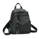 Solid Color Travel Backpacks PU Leather Women Small Shoulder School Bags