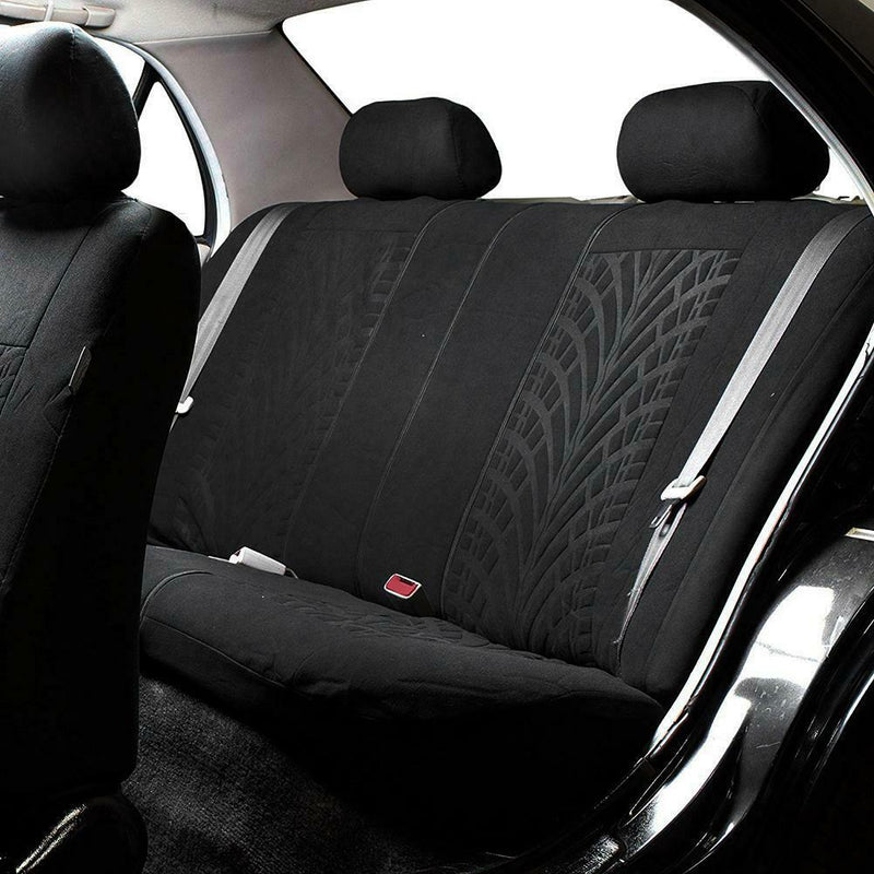 9pcs Car Seat Covers Tire Track Style Auto Styling Seat Protector (Black)