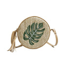 Round Women Straw Bags Leaves Rattan Woven Beach Shoulder Bags Ladies Cossb