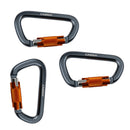 3x D Ring Aluminium Carabiner Auto Locking Spring Gate Keychain for Hiking