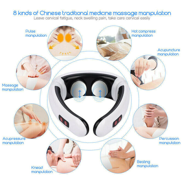 Electric Pulse Back and Neck Massager Far Infrared Heating Pain Relief CareBX
