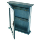 Decorative Key Rack Wooden Key Cabinet with 6 Hooks, 21x6x25cm-Blue