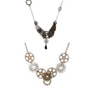 2Pcs Chic Steampunk Women Men Favor Multi-Gear Pendant Necklace Choker Chain
