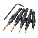 5Pcs #5 #6 #8 #10 #12 HSS Countersink Drill Bit Set Quick Change Hex Shank
