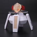 Solar Powered 360 Degree Jewelry Rotating Display Stand Turn Table LED Ligh