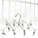 10 Clips Hotel Drying Rack Towels Folding Stainless Steel Laundry Hanger Manual