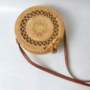 Women'S Circle Handwoven Bali Round Retro Rattan Straw Beach Bag Crossbody