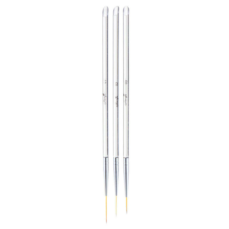 Pack of 3 Professional Nail Art Drawing Painting Pen Brush Detailer Liner Brush