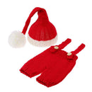 2pcs/Set Cute Baby Knitting Photography Props Overalls Hat Festival Suit A