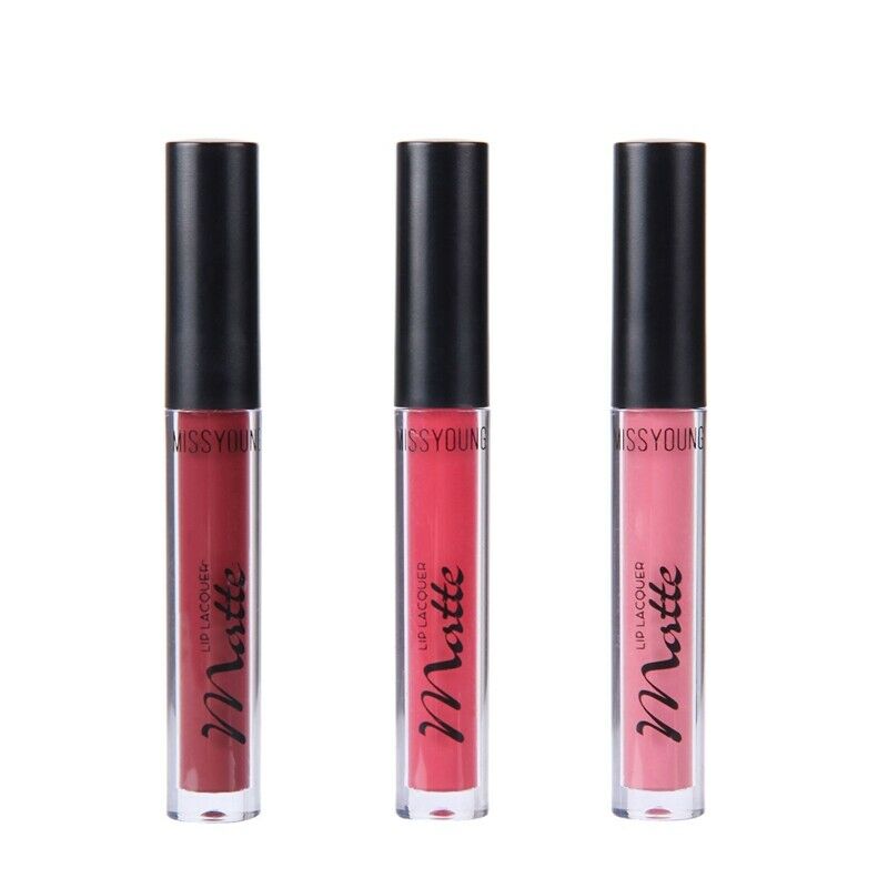 Missyoung 3Pc Shimmer Glitter Waterproof Long Lasting Matte Liquid Lipstick G1P6