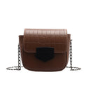 Casual Crocodile Leather Crossbody Bag Women Chain Shoulder Handbag (Brown)