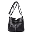 Daily Leather Mom Bag Multi-Pockets Women Shoulder Crossbody Bags (Black)
