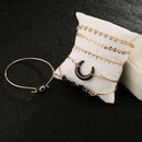 6pcs European Moon Bracelet Punk Retro Plated Bangles Women Jewelry Gift