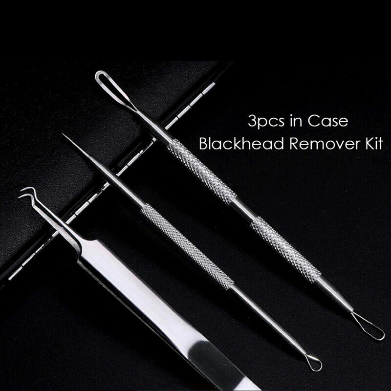 3pcs Facial Care Removal Acne Comedones Extractor Squeezing Needles TweezersBX