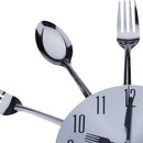 Modern Design Sliver Cutlery Kitchen Wall Clock Spoon Fork Room Decor