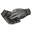 Pair of Womens Elastic Wrist Fishnet Style Finger Gloves Black I5D3