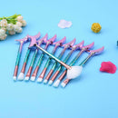 10pcs Mermaid Tail Cosmetic Brush Soft Nylon Hair Diamond Moon Brushes Set