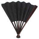 Folding Blank Hand Fan Calligraphy Writing Dancing Fan for Men's 33cm - Bla