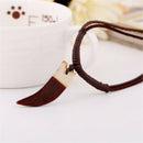 Fashion Men Faux Leather Bone Horn Shape Adjustable Chain Necklace JewelryGiftOZ