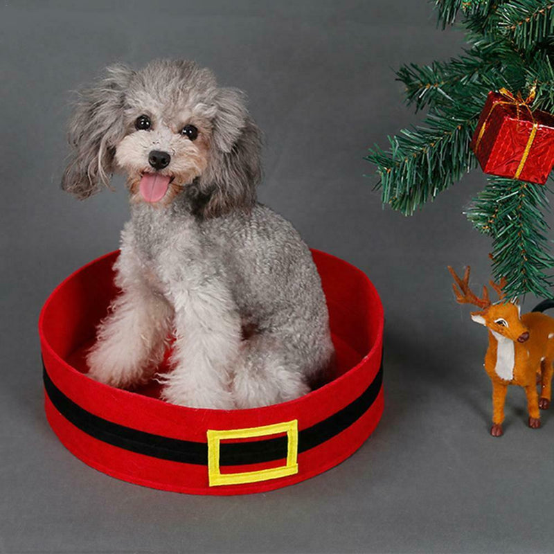 Christmas Cat Calming Bed Round Nest Warm Cat House Felt Nest Self Sleeping Mat