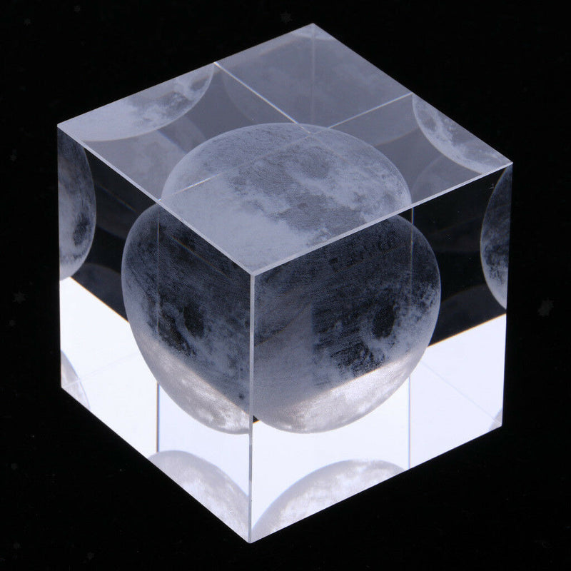 Moon Crystal Cube Paperweight Fengshui Crystal Cube Home Decoration Props