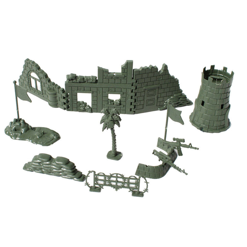 14Pcs Plastic Military Army Base of Blockhouse Sandbag Blindage Playset Arm