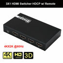 3 In 1 Out Video HDMI Audio Switch Switcher 1080P 60HZ 7.1CH 4Kx2K HD For P