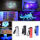 Mini UV Ultra Violet 9 LED Flashlight Blacklight Light Inspection Lamp Torch ES