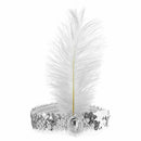 Sequin White Feather Elastic Headband Jewelry Accessory Fancy Costume J8Z7
