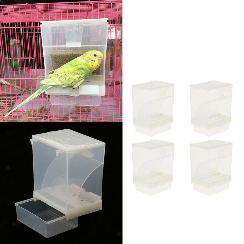 4x No Mess Bird Feeder Parrot Integrated Automatic Feeder for Budgerigar Canary