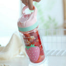 500Ml Portable Glass Water Bottle with Straw Leak-Proof Cute Sport Bottles