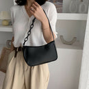Pure Soft Leather Women Handbag Small Underarm Shoulder Totes Bag (Black)